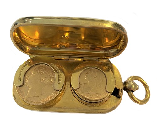 Lot 480 - A sovereign case containing a Victorian sovereign and half sovereign