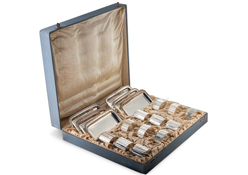 Lot 518 - A cased set of 6 early 20th century German metalwares individual silver cream and sugars