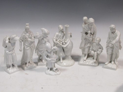 Lot 3 - Five KPM white glazed porcleain figures; two...