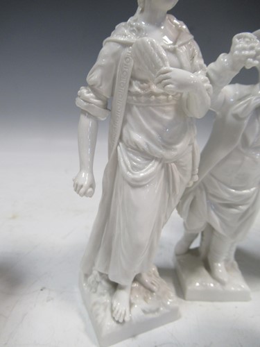 Lot 3 - Five KPM white glazed porcleain figures; two...