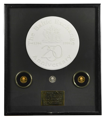 Lot 170 - The Baltic Exchange, a 250th Anniversary presentation plaster roundel, 1994