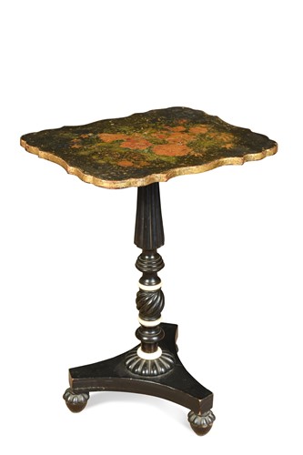 Lot 551 - A Victorian ebonised and lacquered occasional table