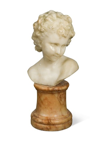 Lot 442 - Hippolyte-Francois Moreau (French, 1832-1927) after William-Adolphe Bouguereau, a small marble bust