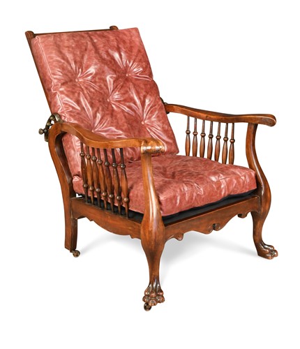 Lot 559 - A mahogany reclining armchair, 19th century