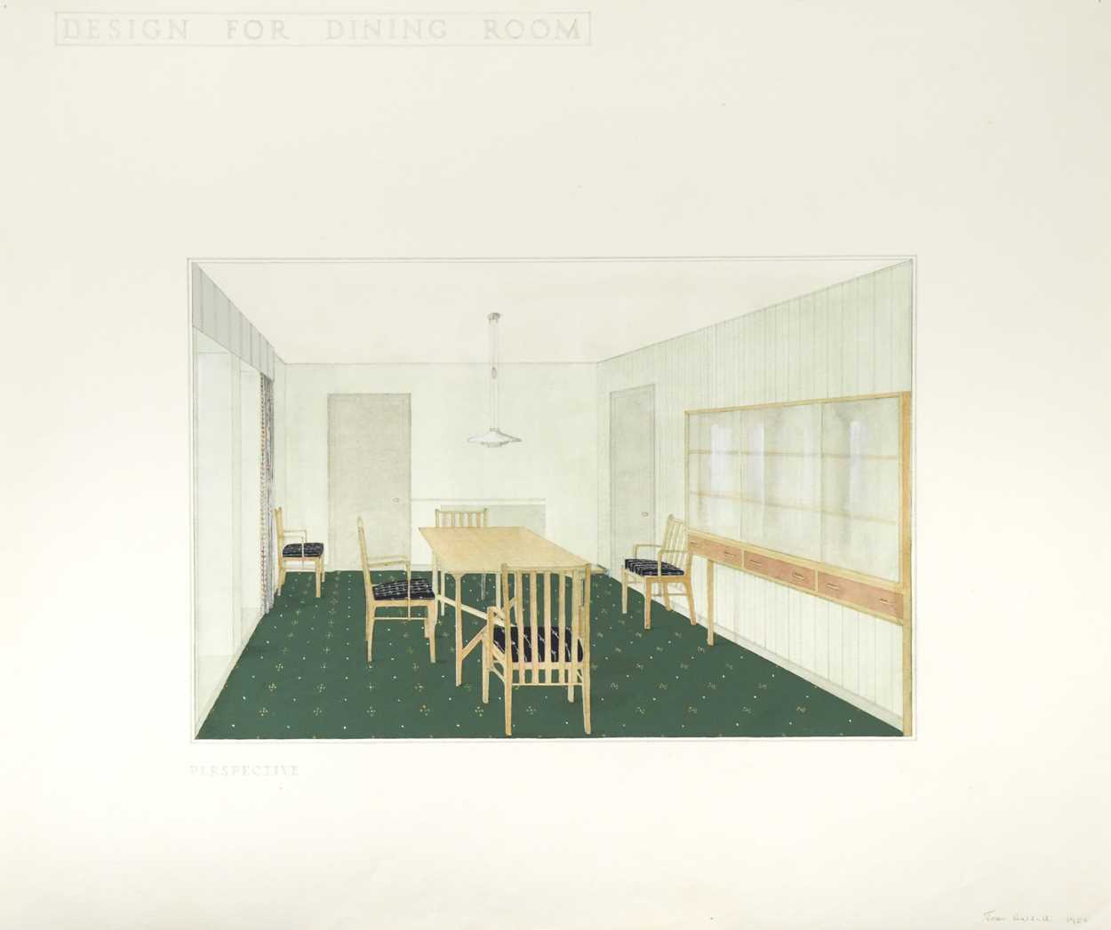 Lot 163 - Joan Woodward (née Halsall), a small folio of architectural interiors and furniture designs, 1950