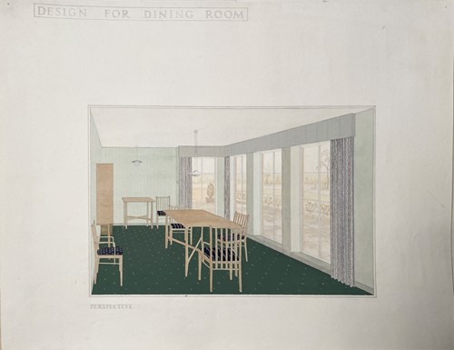 Lot 163 - Joan Woodward (née Halsall), a small folio of architectural interiors and furniture designs, 1950