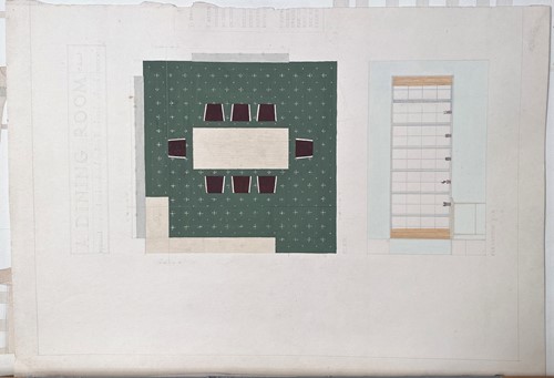 Lot 163 - Joan Woodward (née Halsall), a small folio of architectural interiors and furniture designs, 1950