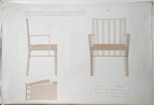 Lot 163 - Joan Woodward (née Halsall), a small folio of architectural interiors and furniture designs, 1950