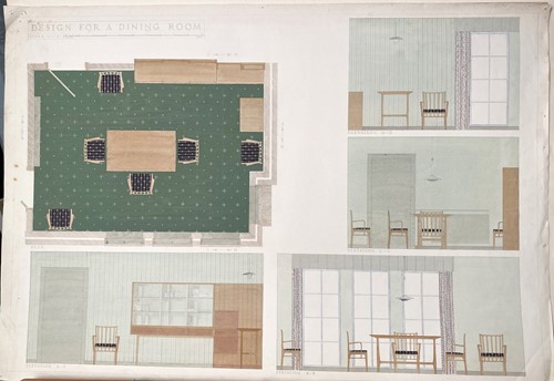 Lot 163 - Joan Woodward (née Halsall), a small folio of architectural interiors and furniture designs, 1950