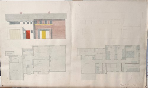Lot 163 - Joan Woodward (née Halsall), a small folio of architectural interiors and furniture designs, 1950