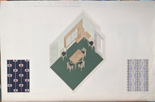 Lot 163 - Joan Woodward (née Halsall), a small folio of architectural interiors and furniture designs, 1950