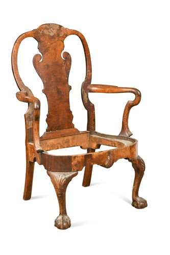 Lot 372 - A large George I walnut elbow chair