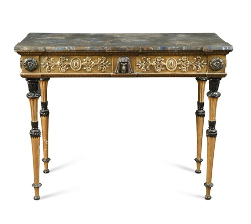 Lot 440 - A Classical revival giltwood side table with faux marble top, late 19th century