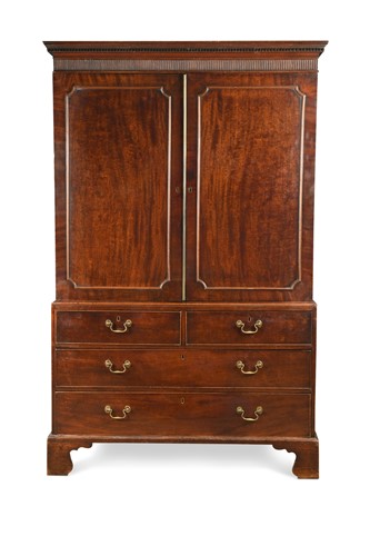Lot 405 - A George III mahogany linen press, circa 1800