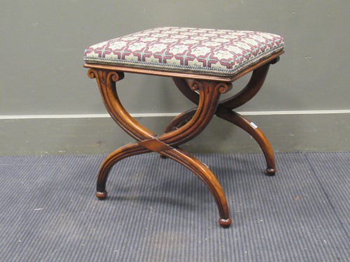 Lot 477 - A William IV rosewood stool, with near square...