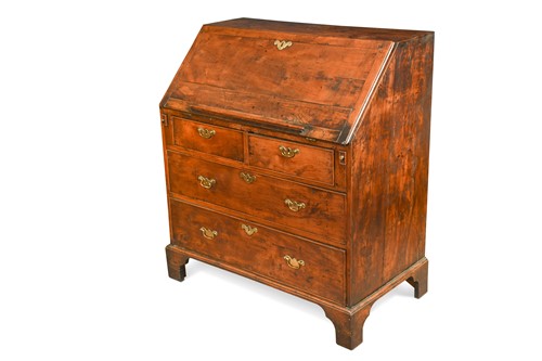 Lot 571 - A yew wood bureau, 18th century