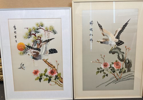 Lot 406 - A pair of 20th century chinese silkwork...