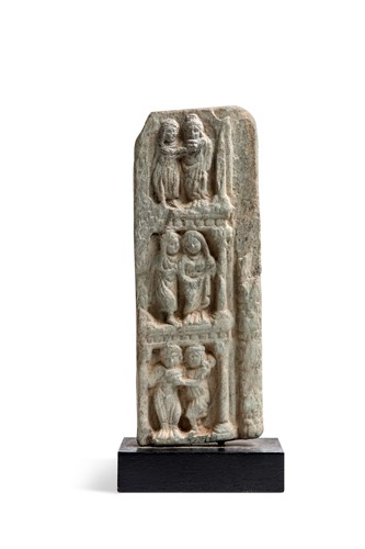 Lot 45 - A Gandharan green schist figurative panel, 3rd-5th century