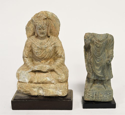 Lot 106 - A carved greenstone seated Buddha, perhaps 3rd-4th century