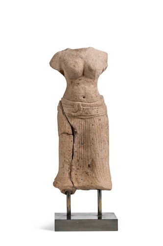 Lot 60 - A sandstone torso of Uma, Khmer, 13/14th century