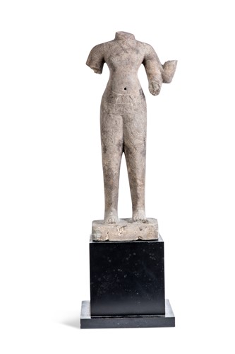 Lot 56 - A Khmer grey sandstone figure of Vishnu, Preah Ko Style, probably 10th/11th century in part