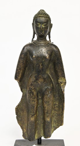 Lot 72 - A Khmer bronze standing Buddha, early Angkor style