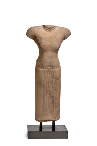 Lot 109 - A Vietnam, Cham Kingdom, sandstone torso of a divinity, probably 9th century