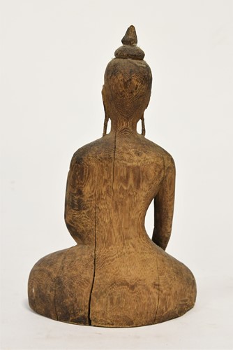 Lot 80 - A Thai carved wood seated Buddha, Sukothai, early 19th century