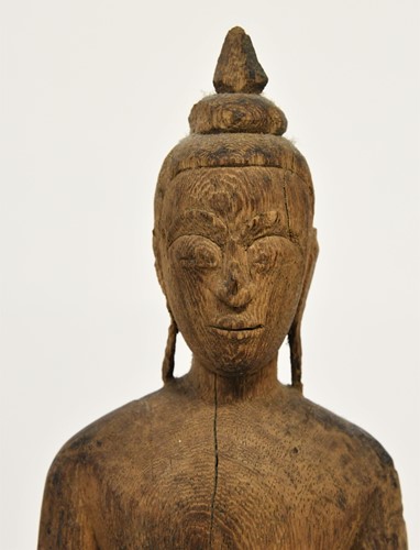 Lot 80 - A Thai carved wood seated Buddha, Sukothai, early 19th century