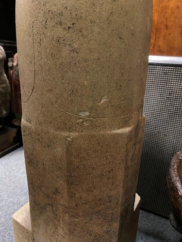 Lot 66 - A Khmer style large greenstone Shiva lingham