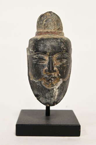 Lot 83 - A Chinese black stone head of Laozi, perhaps 6th/7th century