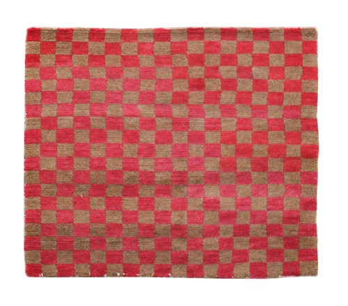 Lot 127 - A Tibetan chequerboard wool rug circa 1930