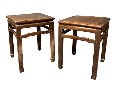 Lot 118 - A pair of Chinese hardwood square tables, early 20th century
