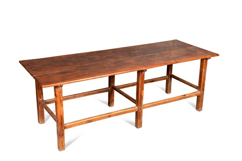 Lot 114 - A large Philippine teak two plank top dining table, late 19th/early 20th century