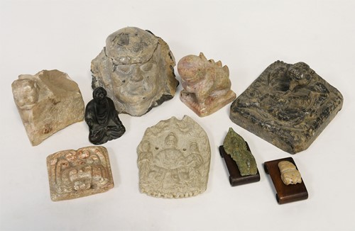 Lot 103 - A collection of Chinese assorted stone, pottery and bronze items and artefacts