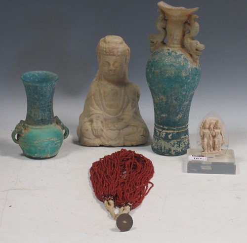 Lot 167 - An Indian / Nepalese small pottery group of...