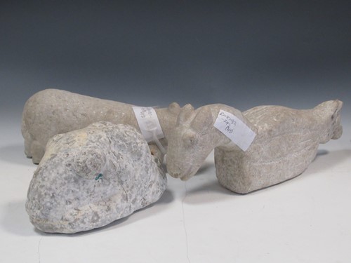 Lot 86 - Three Chinese carved stone animal figures