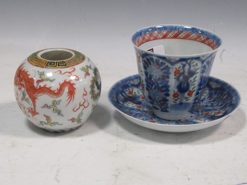 Lot 54 - A 19th century Japanese blue and white cup,...