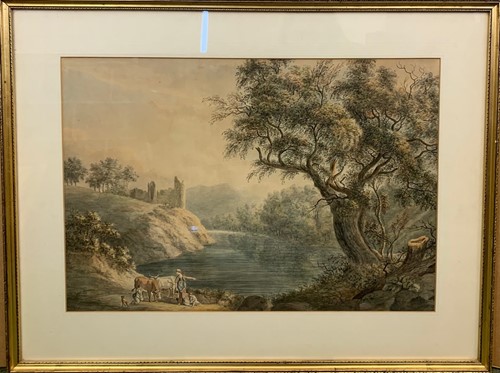 Lot 424 - Circle of Paul Sandby, Figures and animals by...