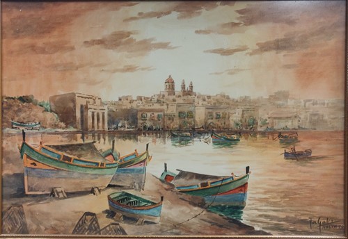 Lot 466 - Joseph Galia (Maltese, 1904-1985) Valetta,...