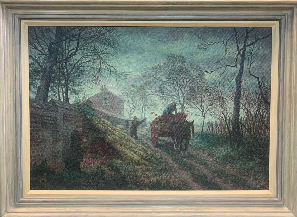 Lot 344 - Modern British School Horse and cart on a...