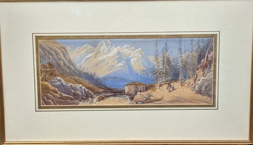 Lot 427 - Four landscape watercolours of mountainous...
