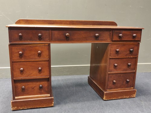 Lot 591 - A 19th century mahogany twin pedestal desk, 72...