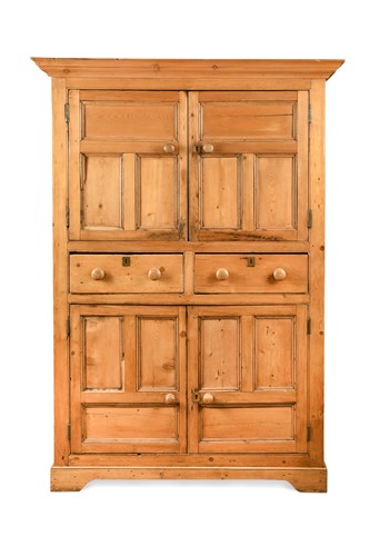 Lot 183 - A large pine housekeeper's cupboard, late 19th century