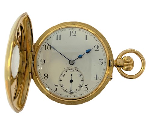 Lot 360 - Unsigned - An 18ct gold half hunter pocket watch