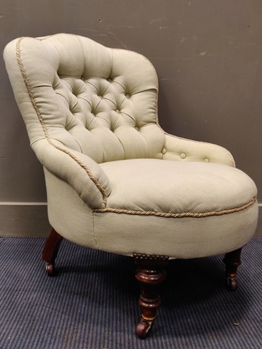 Lot 543 - An Edwardian walnut button back nursing chair...