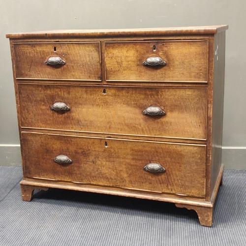 Lot 554 - A George III provincial oak and walnut banded...