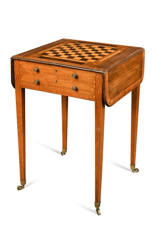 Lot 506 - A marquetry games table, 19th century