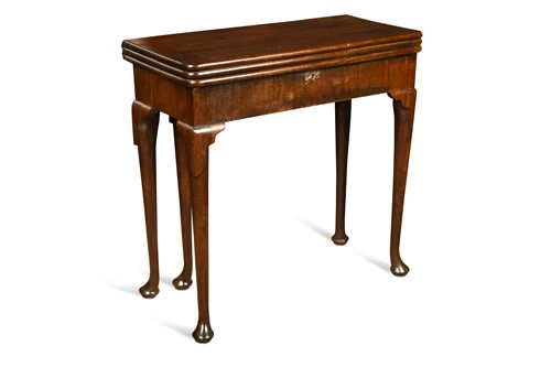 Lot 552 - A George II mahogany triple fold-over card/ tea table