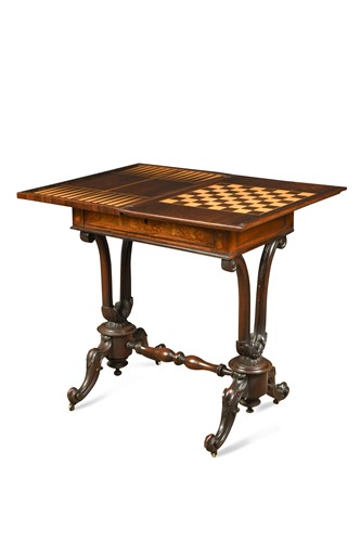 Lot 575 - A Victorian marquetry rosewood games table